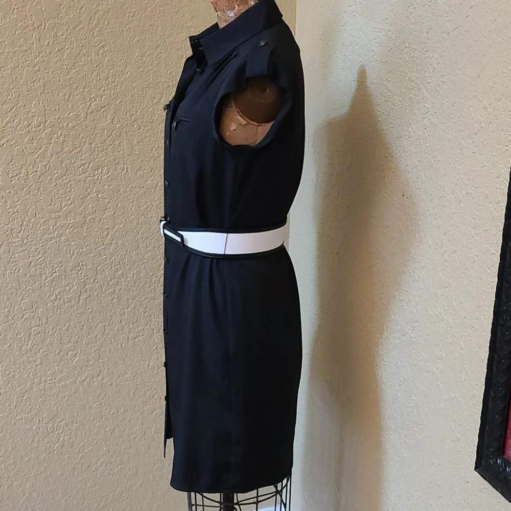 WOMENS BLACK/WHITE ELIE TAHARI LEATHER BELT SIZE S